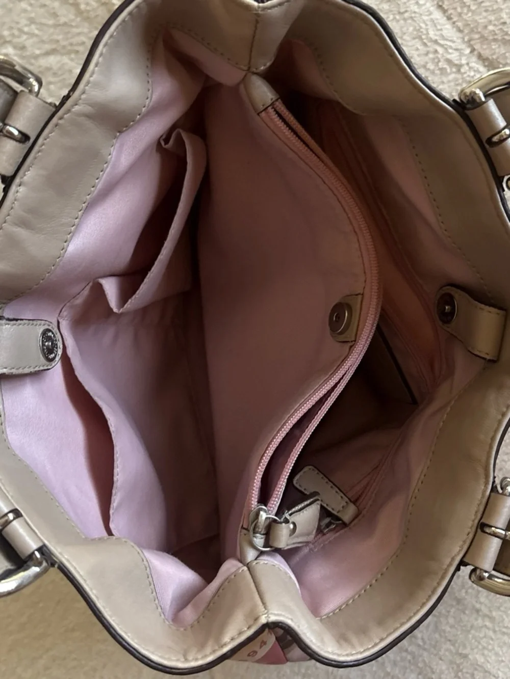 Light Pink Beige Coach Soho Snaphead Tote Purse